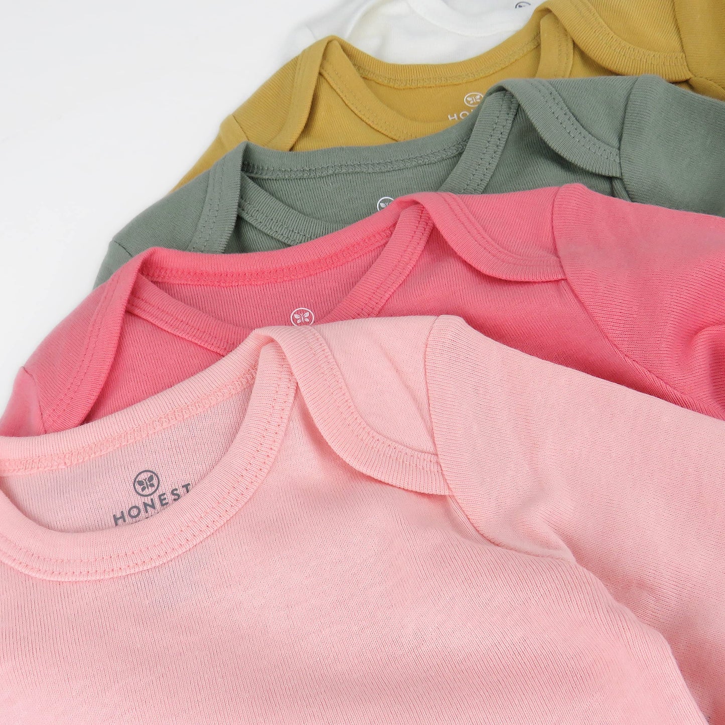 Honestbaby Unisex Baby Organic Cotton Long Sleeve Bodysuits Multi Pack And Toddler T-Shirt Set, 5 Pack Strawberry Ice, 12 Months