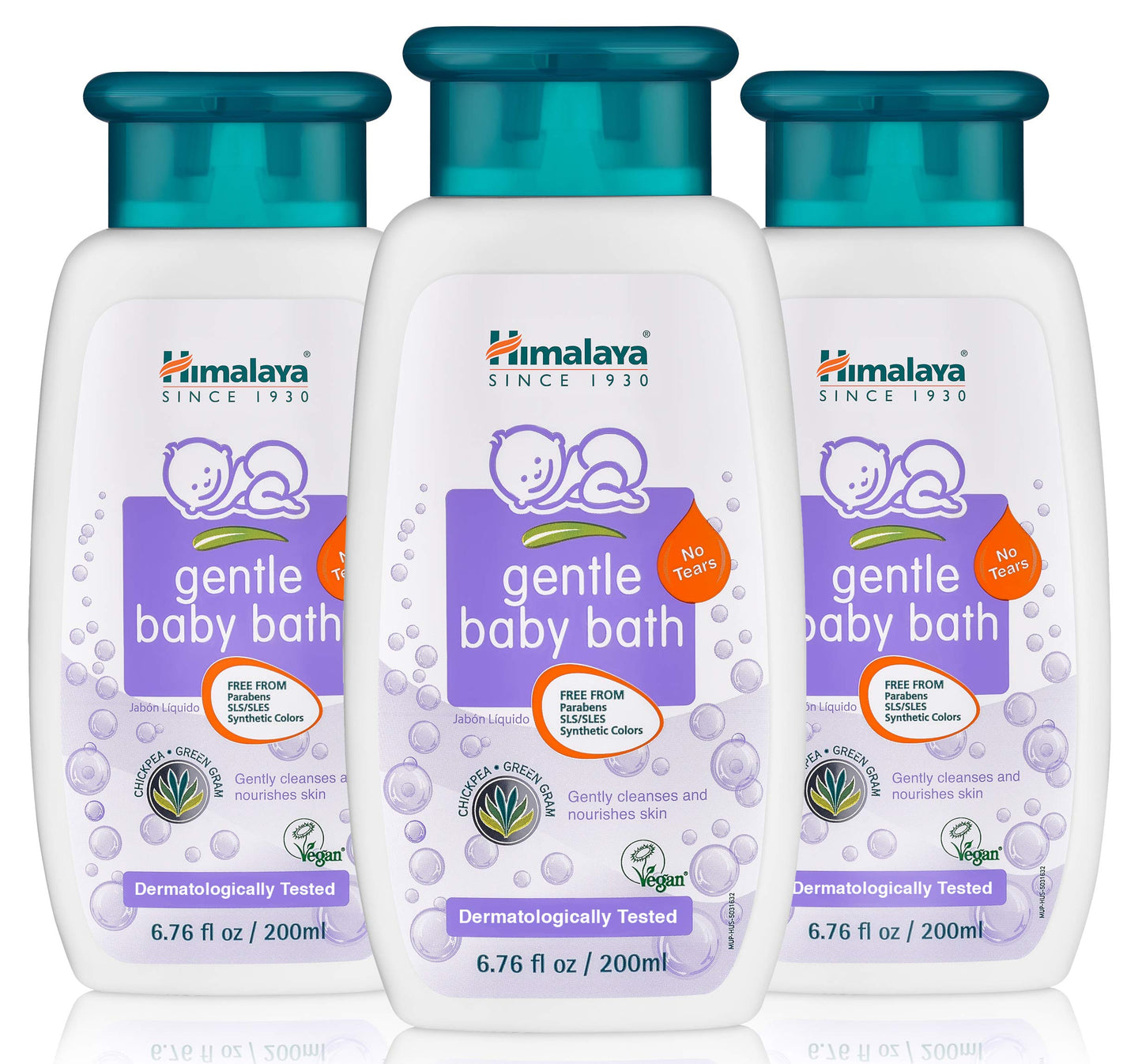 Himalaya Gentle Baby Bath, Gentle, Non-Irritating Cleanser for Nourishing Your Babys Skin, 6.76 Fl Oz (Pack of 3)