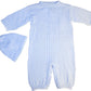 Christening Day 100% Cotton Baby Blue Boys 2 Piece Cable-Knit Longall With Cap - 9 Month