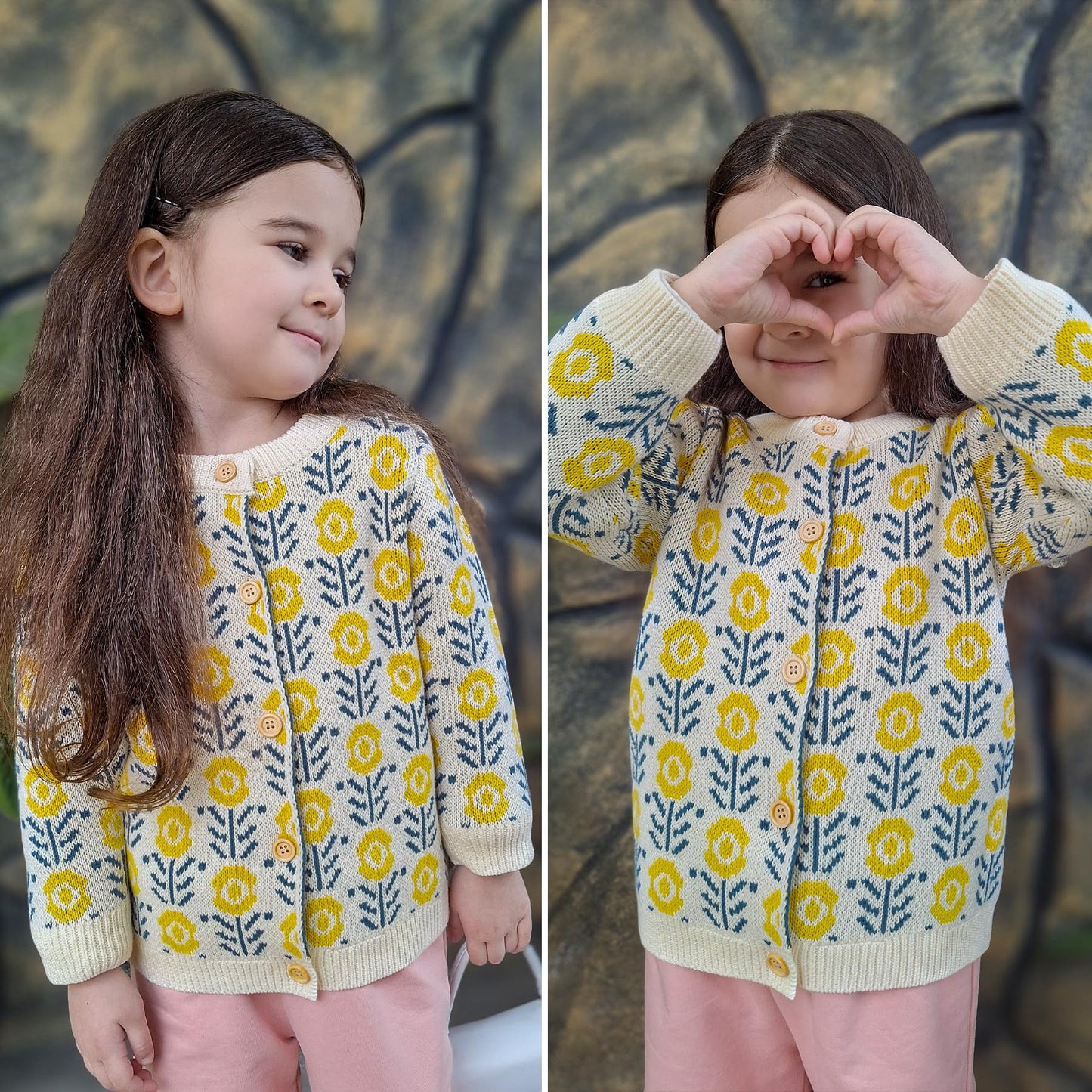 Simplee Kids Baby Sweater Cardigan Jacquard Cable-Knit Spring Coat Long Sleeve Cardigan For Baby Girl 12-18 Monthes