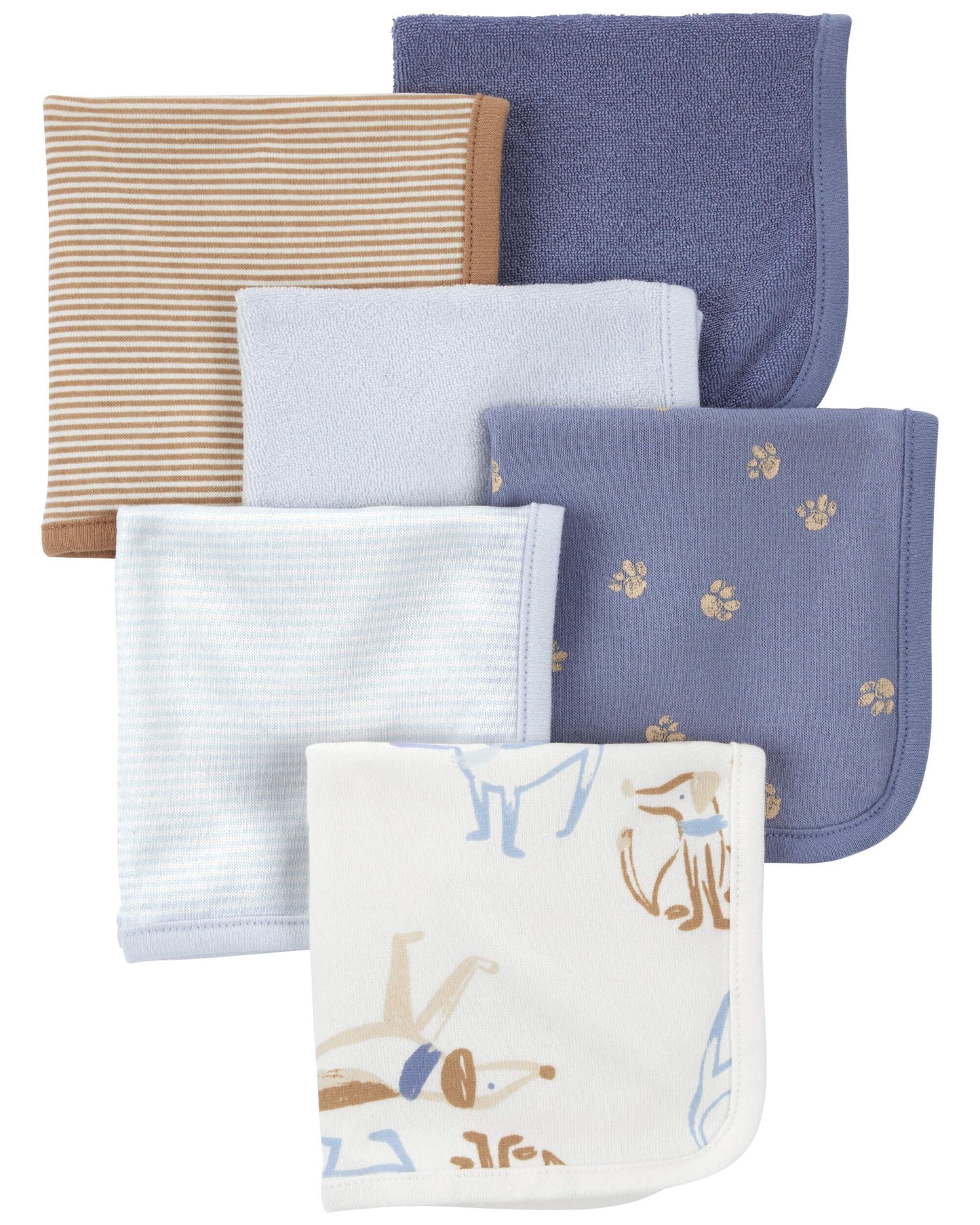 Carters 6-Pack Washcloths (Blue/Ivory)