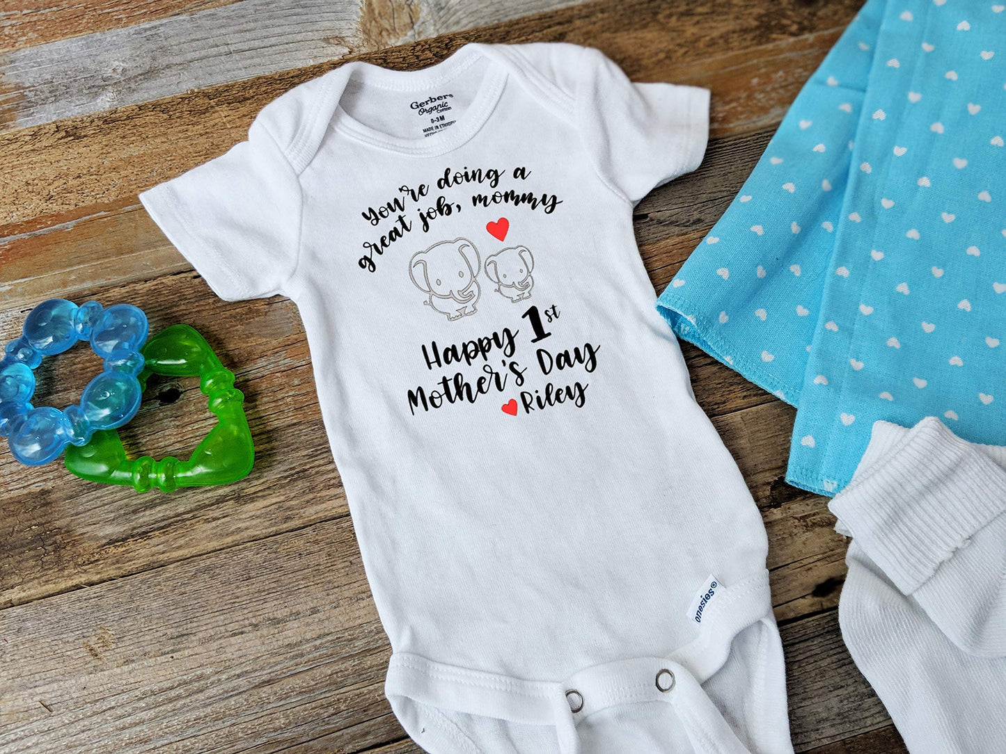 You'Re Doing A Great Job Mommy Happy First Mother'S Day Best Mom Bodysuit Personalized Elephant Shirt