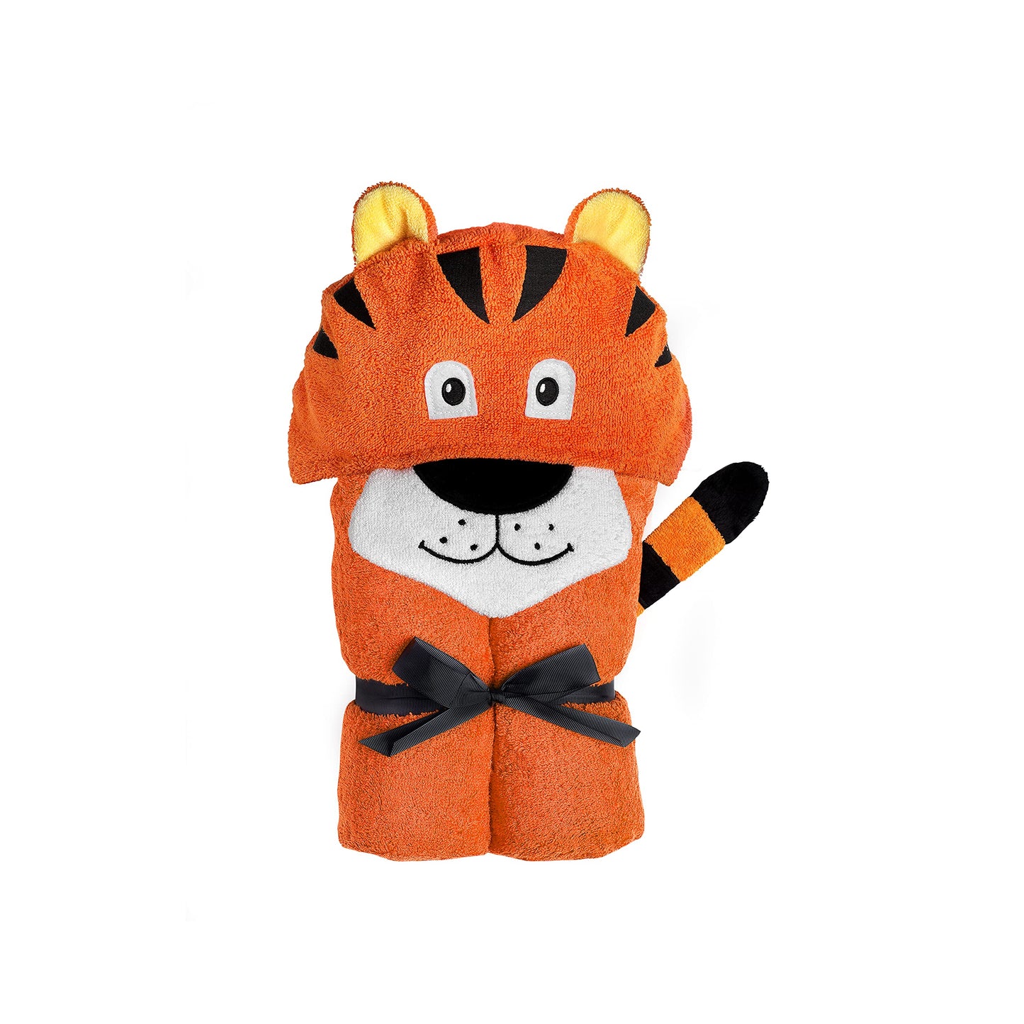 Yikes Twins Hooded Baby Towel for Kids 2-8 | Large 100% Cotton Baby Towel for Girls or Boys in Orange | Unisex Cute Tiger Bath T
