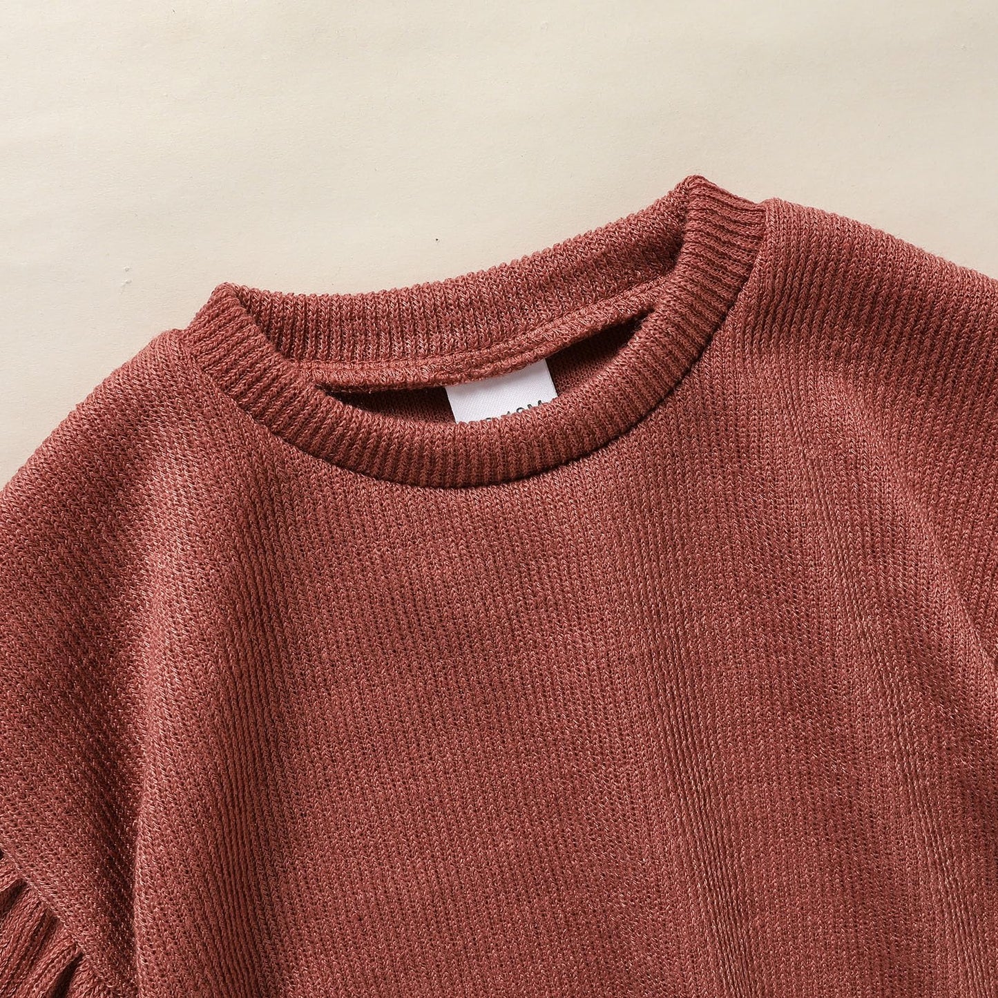 Toddler Baby Girl Sweater Round Neck Loose Long Sleeve Candy Color Knitted Pullover Tops Autumn Winter Sweatshirt (Reddish Brown