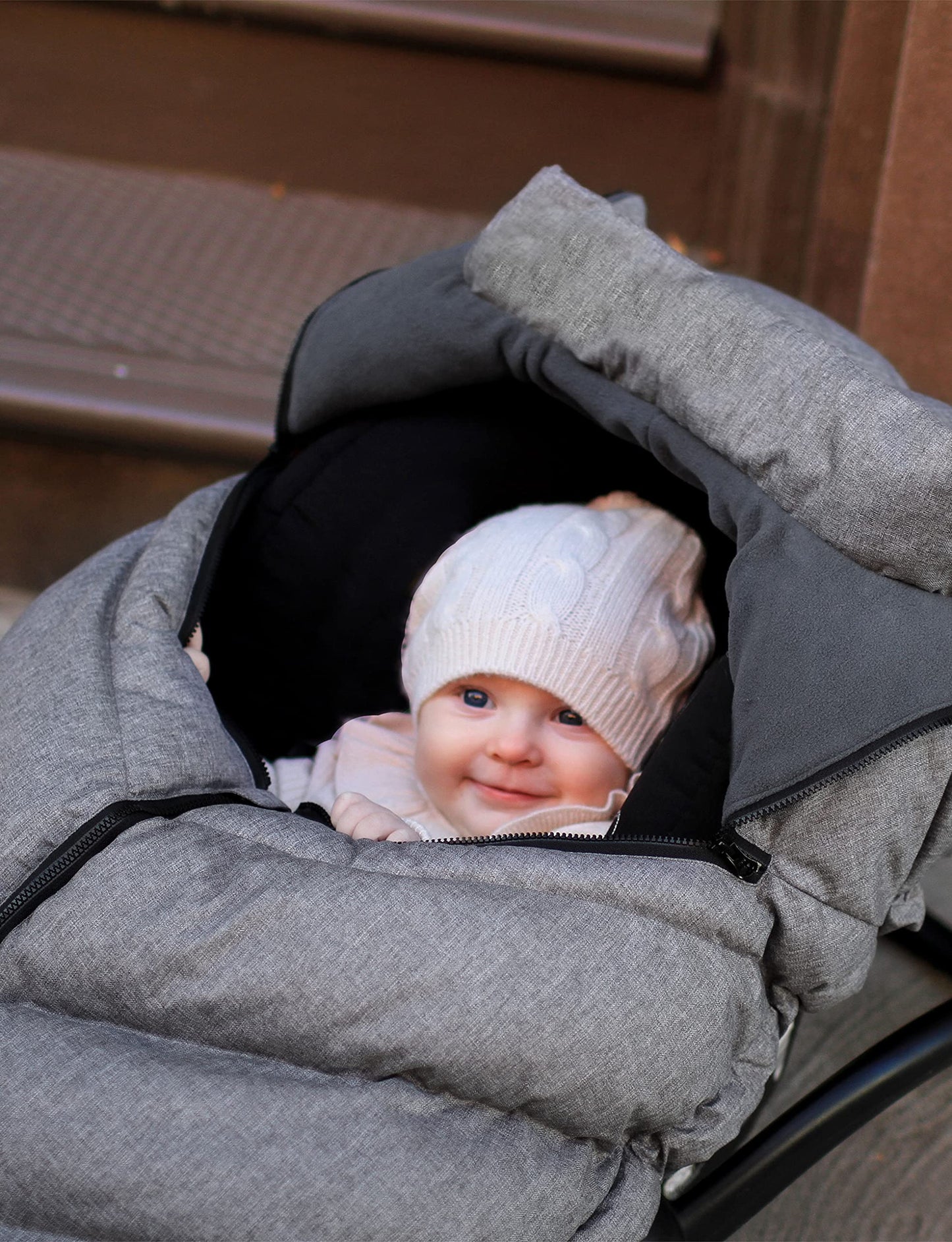 7AM Enfant Car Seat Covers - Cocoon Baby Cover for Boys & Girls, Rain & Snow Repellent, Breathable Windproof, Center Zipper, Uni