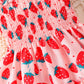 Retsugo Baby Girl Strawberry Dress Ruffle Sleeve Twirly Tiered Smocked Sundress Toddler Kids Pink Shirred Dresses 6-7 Years