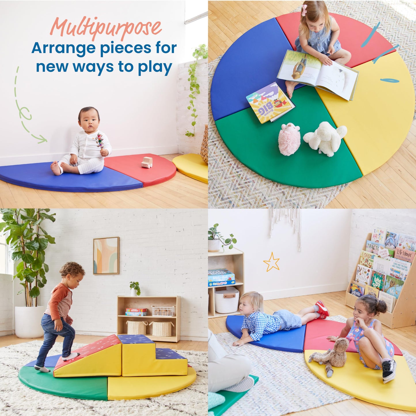 Ecr4Kids Softzone All-Around Activity Mat, Reading Nook, Assorted, 4-Piece