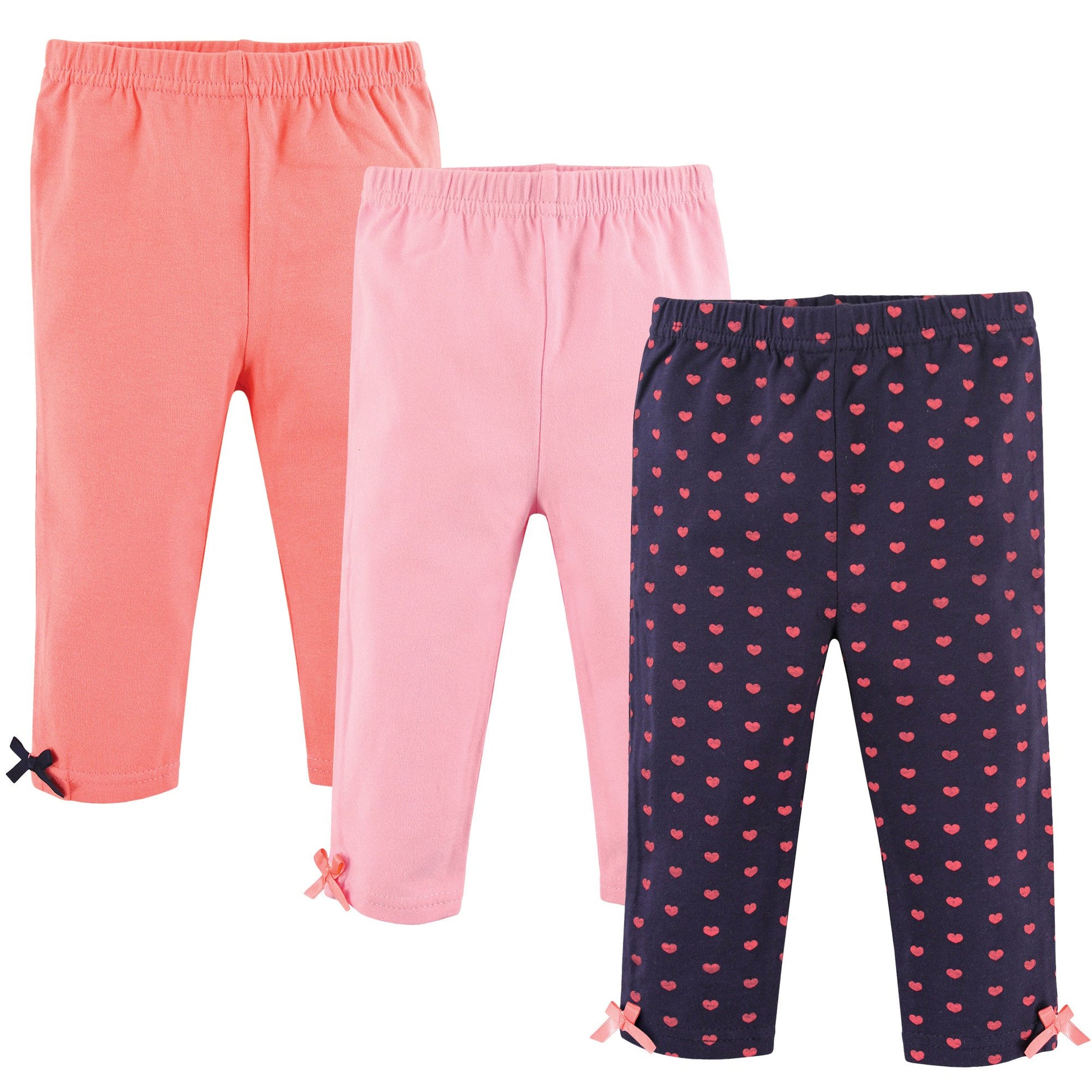 Hudson Baby Unisex Baby Cotton Pants and Leggings Hearts, 3 Toddler