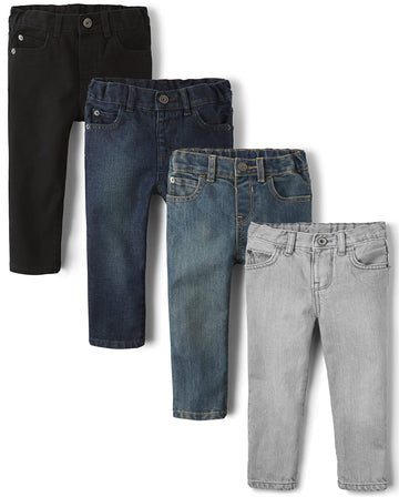 The Childrens Place Baby Boys And Toddler Basic Skinny Jeans, Tide Poolblackdp Bluedove Gray 4 Pack, 18-24 Months Us