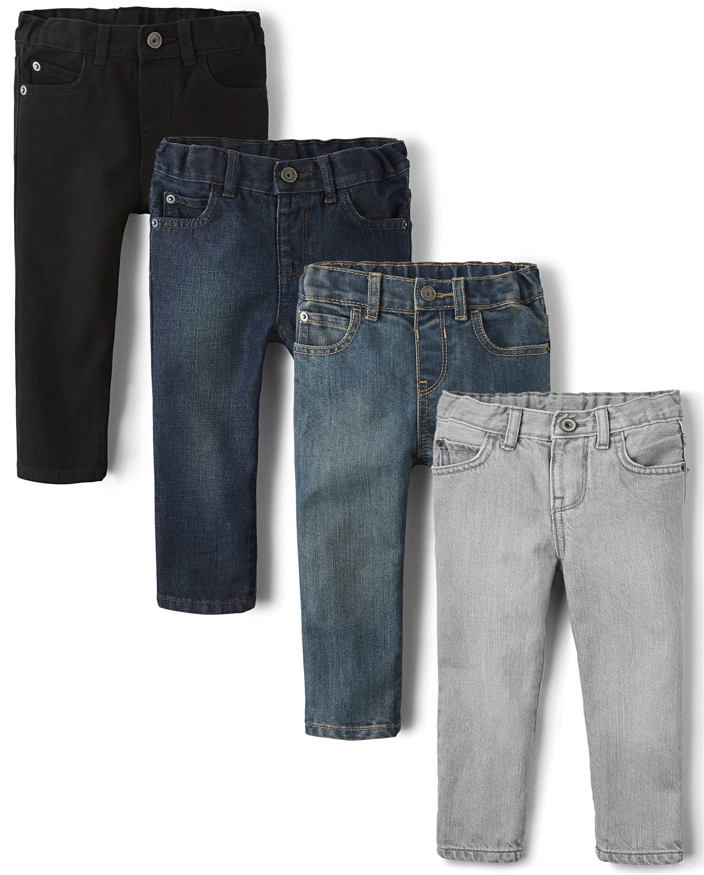 The Childrens PlaceBaby Boysand Toddler Multipack Basic Skinny JeansTide Pool/Black/Deep Blue/Dove Gray 4-Pack12-18 Months