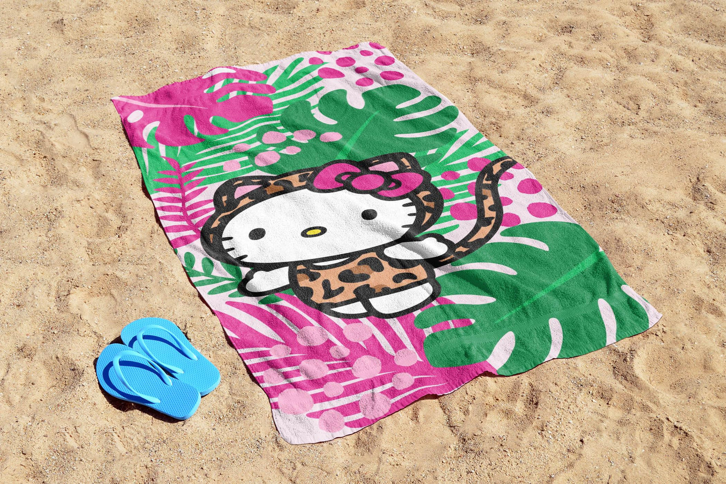 Jay Franco Hello Kitty Bath Pool Beach Towel - Tropical Super Soft & Absorbent 100% Cotton Towel, Measures 28 X 58