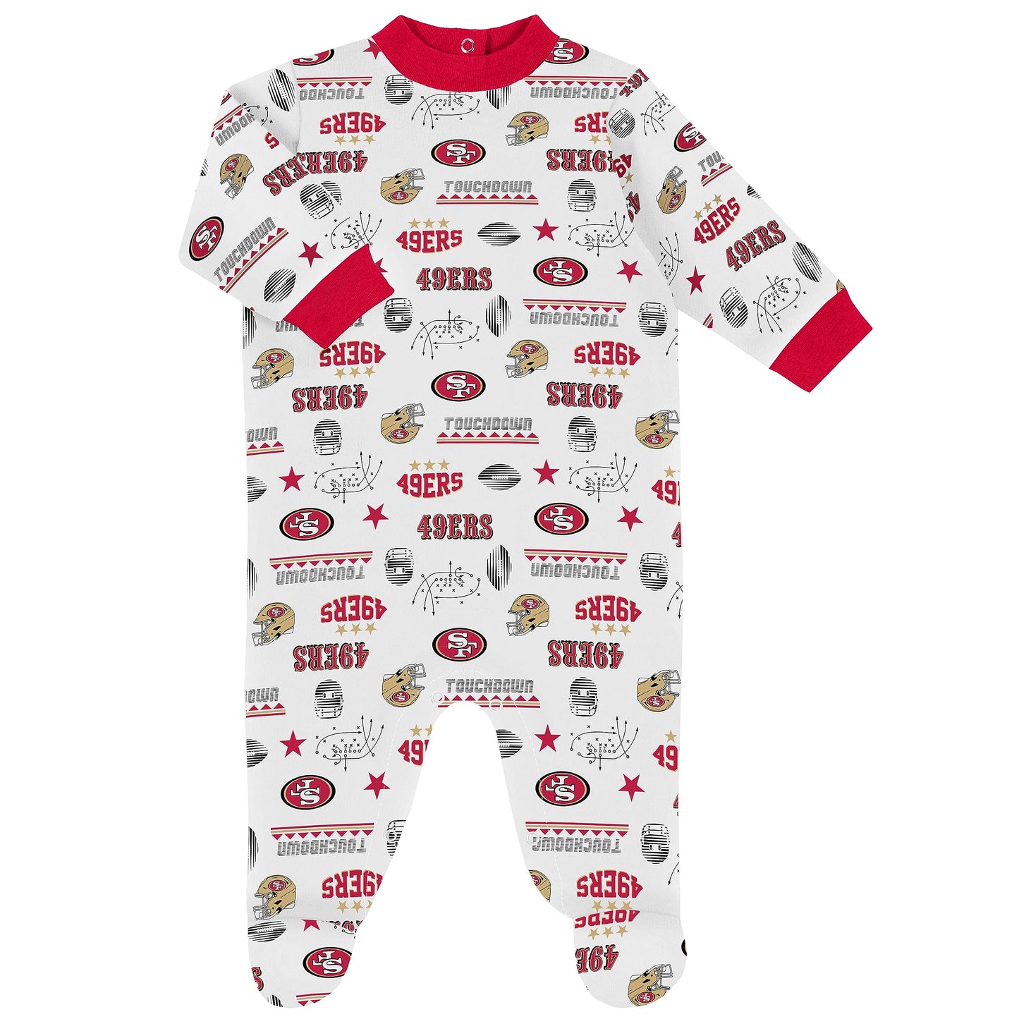 Nfl San Francisco 49Ers 3 Pack Bodysuit Sleep N Play Footie Cap Registry Gift Set, Red San Francisco 49Ers New, 3-6 Months