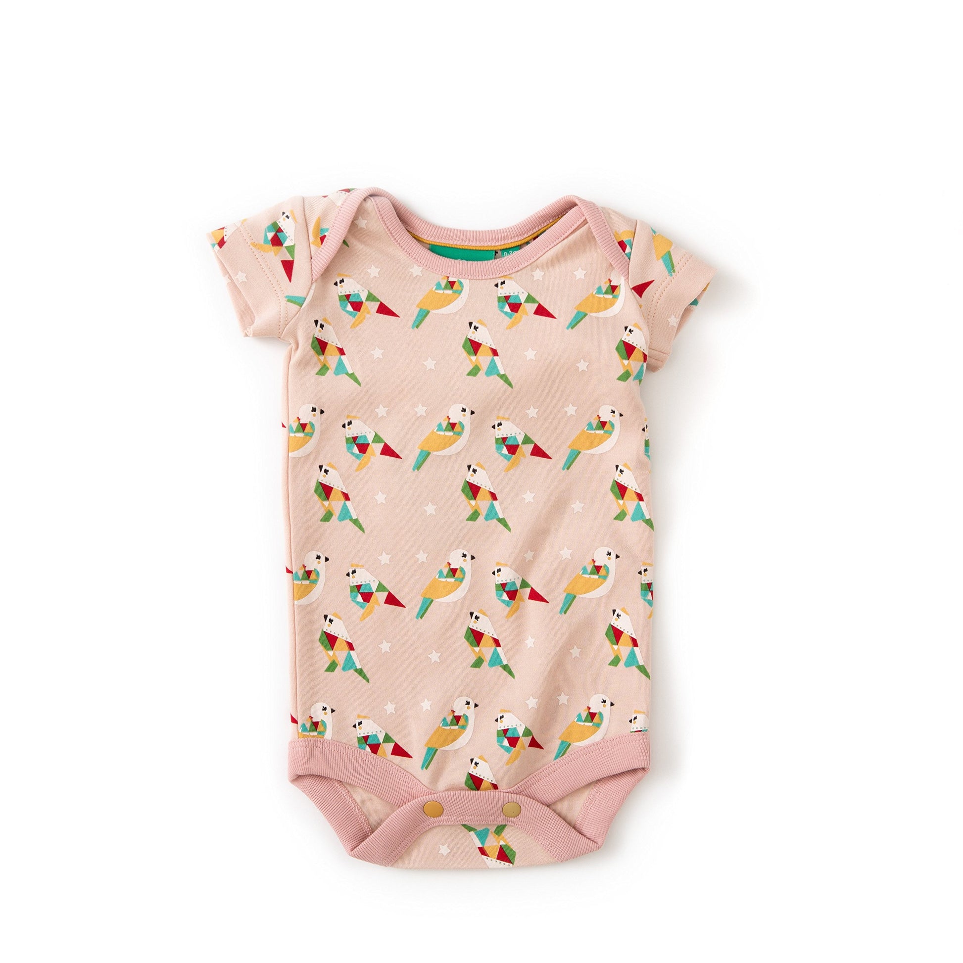 Ecoable Organic Cotton Baby Short Sleeve Bodysuit Onesie (9-12 Months, Cloud Pink)