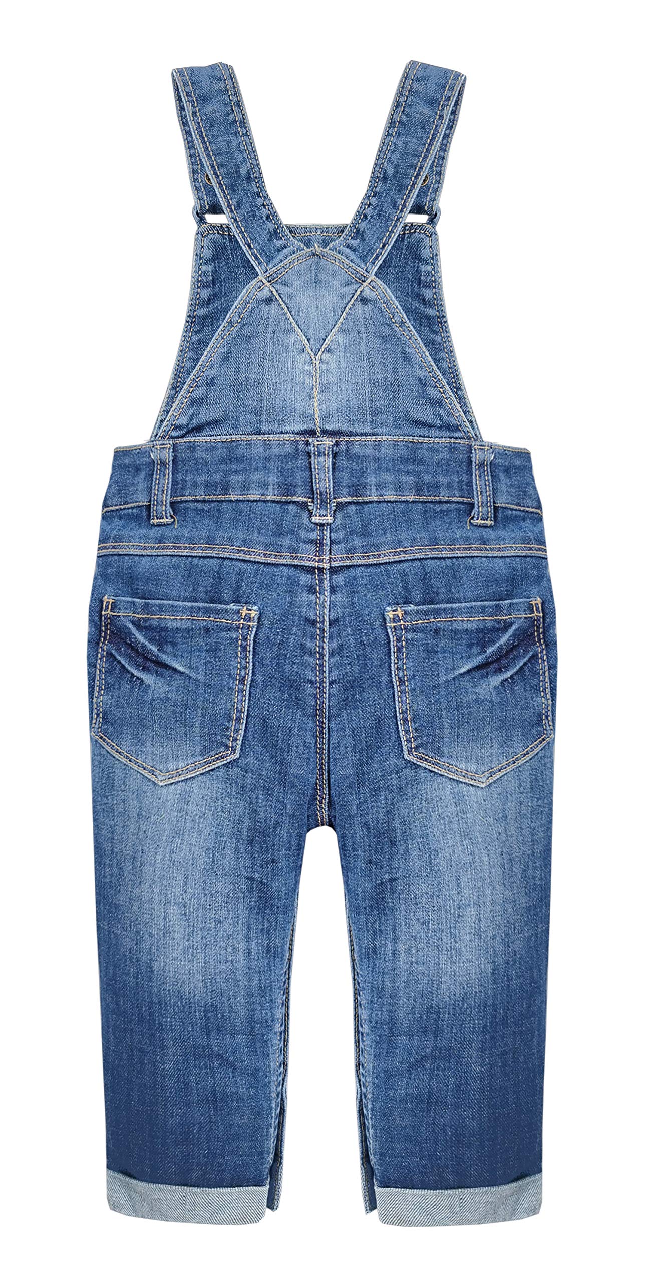 Kidscool Space Baby Toddler Girls Snap Leg/Crotch Easy Diaper Changing Jeans Overalls,Blue,18-24 Months