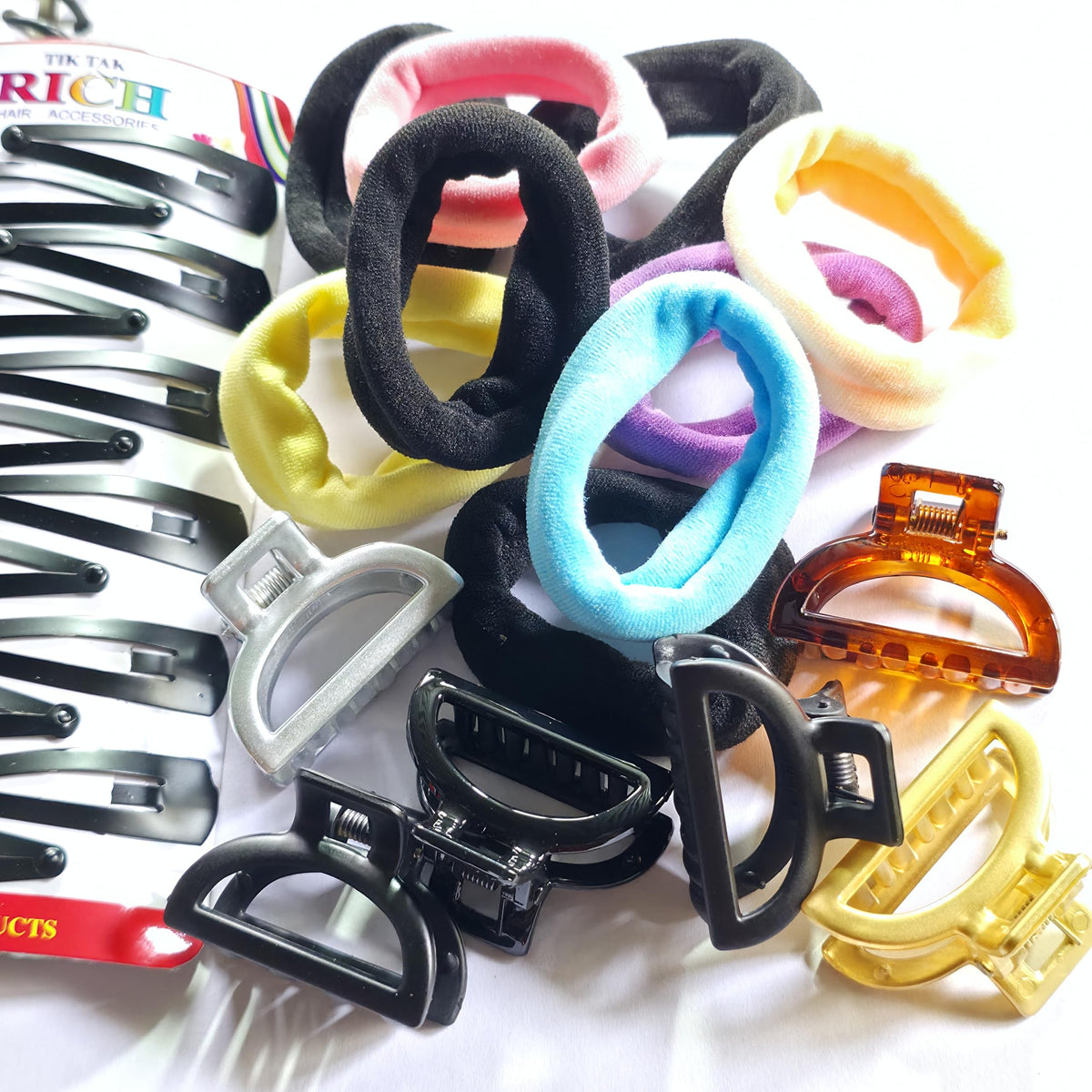 Hair Accessories Set, Multicolour Hair Bands and Claw Clips, 27 Pieces