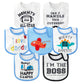 2Ooya 7Pcs Cotton Waterproof Baby Bibs Adjustable Hook Loop Closure Infant Bib Unisex Blue Newborn Infant Food Bibs Keepsake Bab