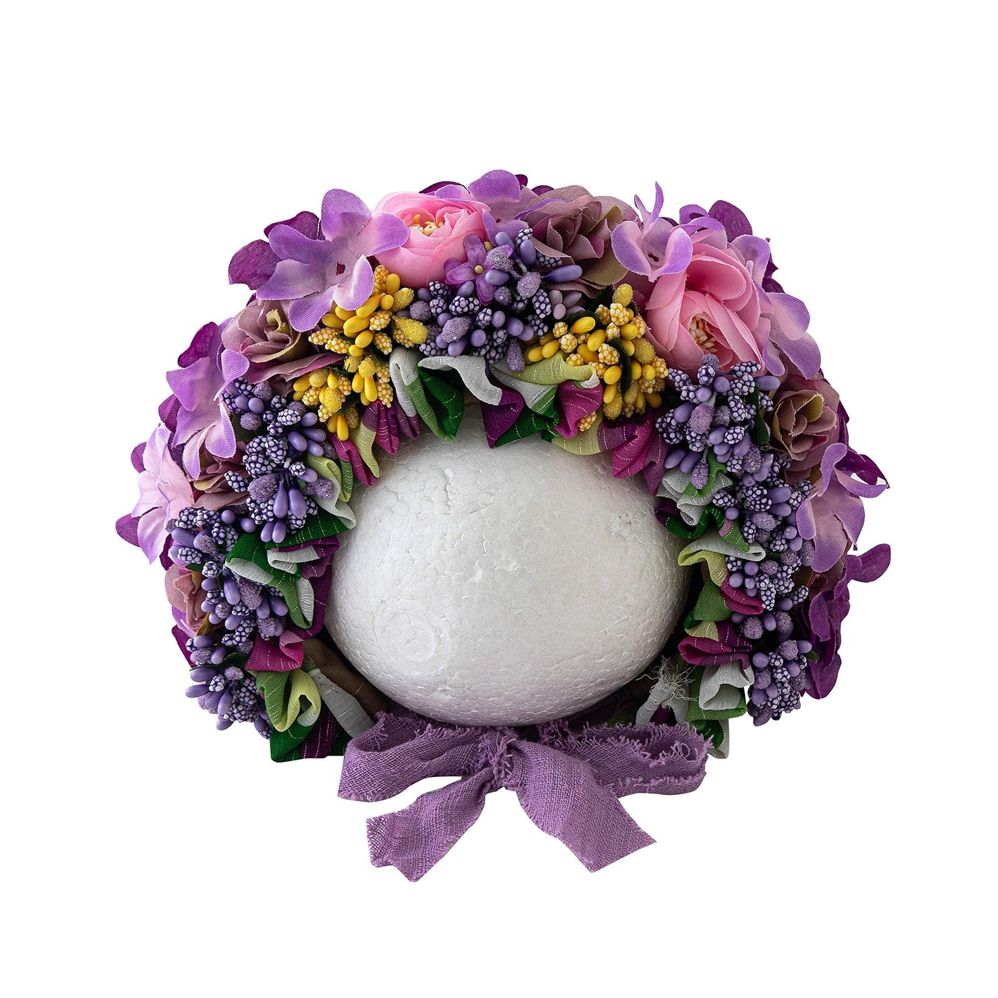 Vemonllas Newborn Photography Props Boys Girls Floral Sitter Hat Baby Photo Props Flowers Bonnet (Purple)