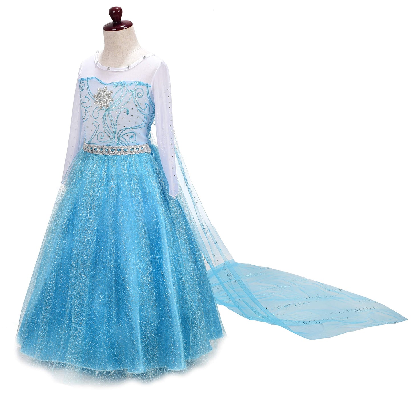 Lito Angels Toddler Girls Princess Dress Up Costumes Snow Queen Dress Halloween Christmas Long Train With Accessories Size 4-5