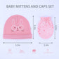 Dokma Organic Cotton Baby Mittens And Caps Set - Mittens For Newborn 0-6 Months - Ultra Soft, No Scratch - 5 Caps X 3 Mittens