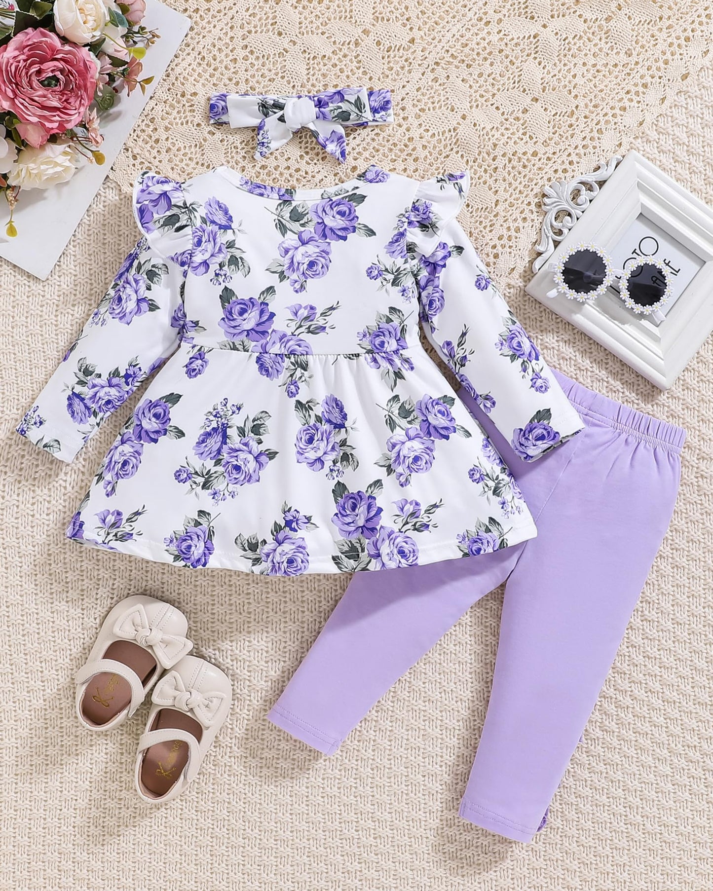 Doresbebe 18-24 Month Girl Clothing Baby Girl Clothes Toddler Girl Outfits Fall Floral Shirt Top Cute 1-2 Year Old Girl Outfit P