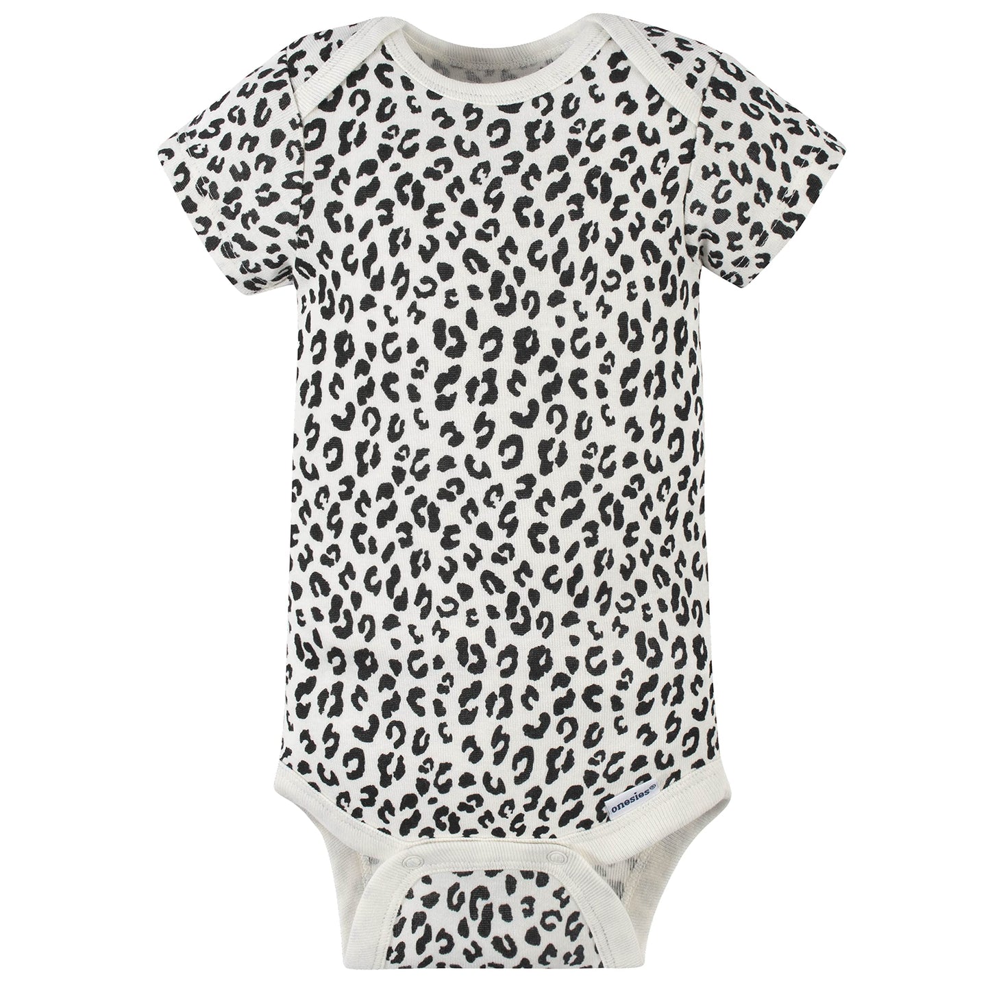Gerber Baby Girls' 4-Pack Short Sleeve Onesies Bodysuits, Leopard Pink, Newborn