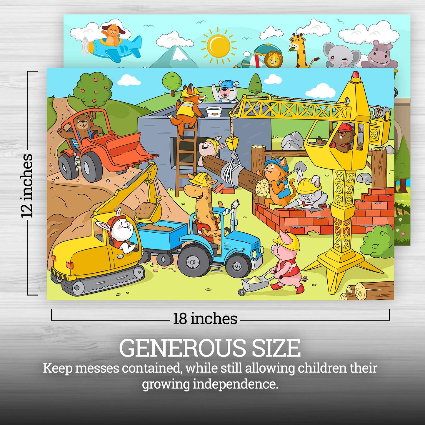Klean Kids Animals On-The-Go Disposable Placemats For Toddlers And Baby (40 Pack) - Fun Disposable Table Mats For Kids That Keep