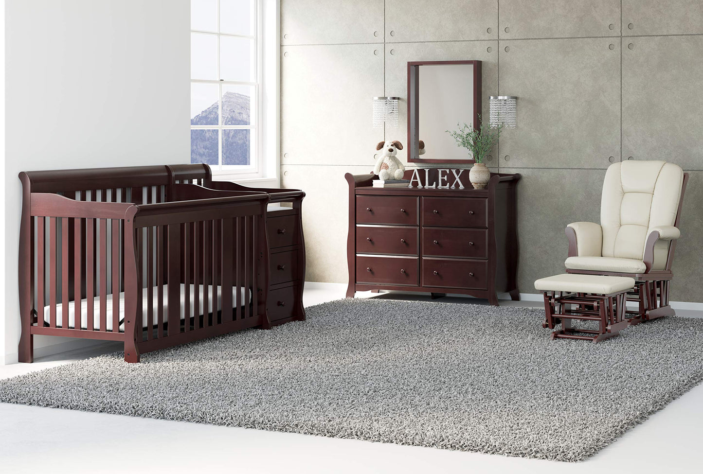 Storkcraft Portofino All-in-One Convertible Crib & Changer (Pebble Gray) - GREENGUARD Gold Certified, Fits Standard Crib Mattres