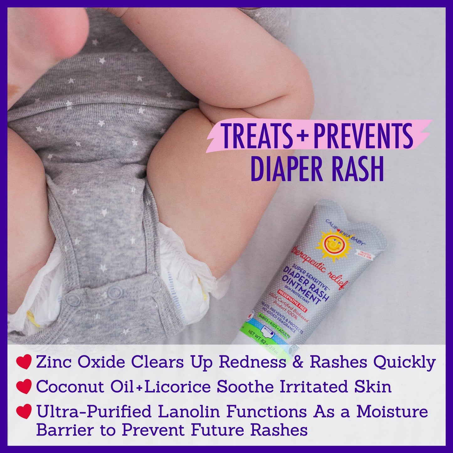California Baby Super Sensitive Diaper Rash Cream | 100% Bio-Based | Zinc Oxide Ointment | Unscented Diaper Cream | Cloth Diaper
