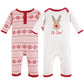 Hudson Baby Unisex Baby Cotton Coveralls, Reindeer, 9-12 Months