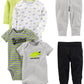 Simple Joys Baby Boys 6 piece Little Character sets Sleepwear, Green/Grey Rhino, 3-6 Months
