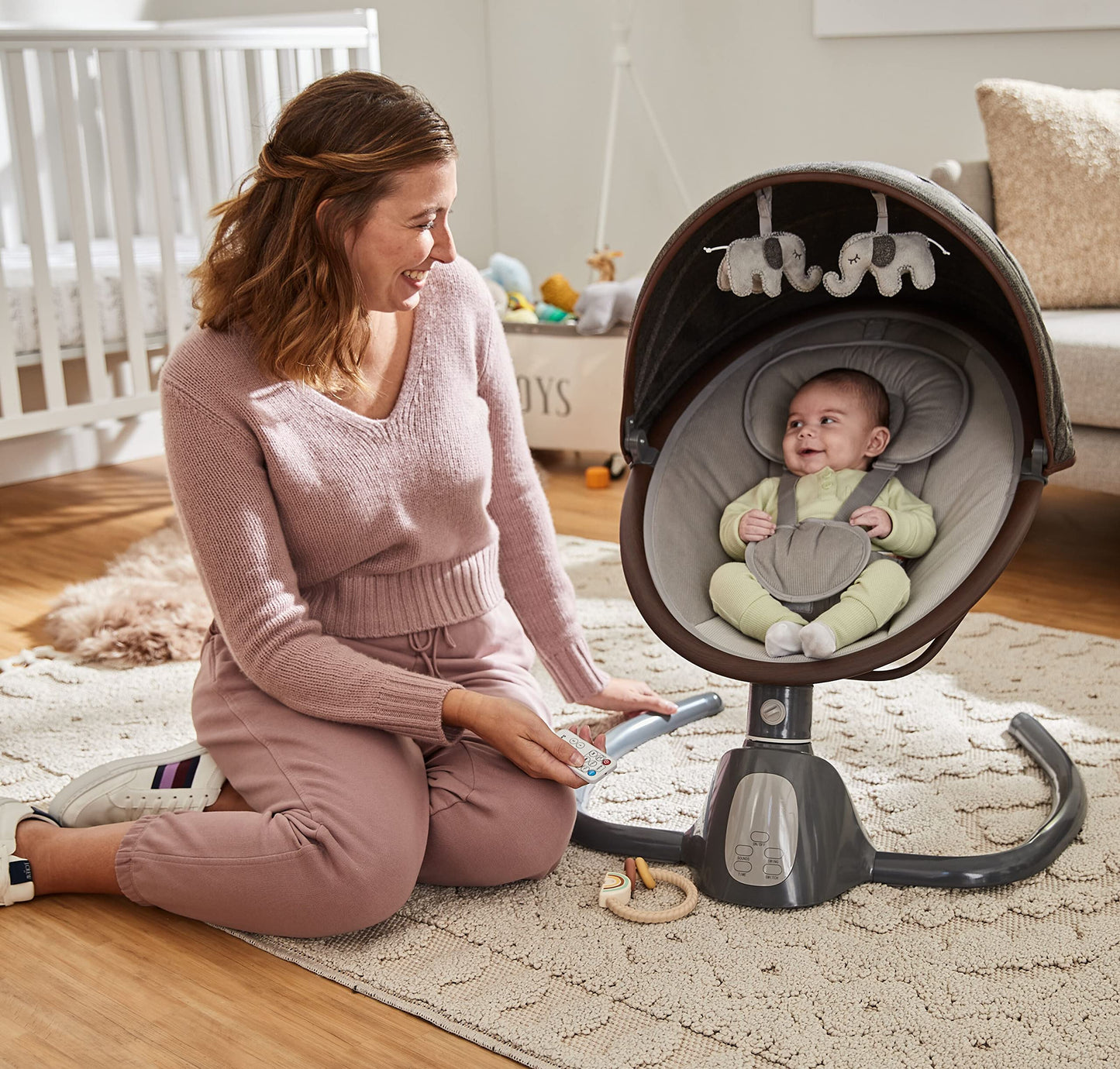 Safety 1St 5 Modes Bluetooth Swing, Bluetooth Enabled With Digital Touch Screen And Remote Control, Dunes Edge