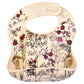 Three Little Tots Modern Silicone Baby Bib - Adjustable Fit Waterproof Catch Bibs ((Flower Print)