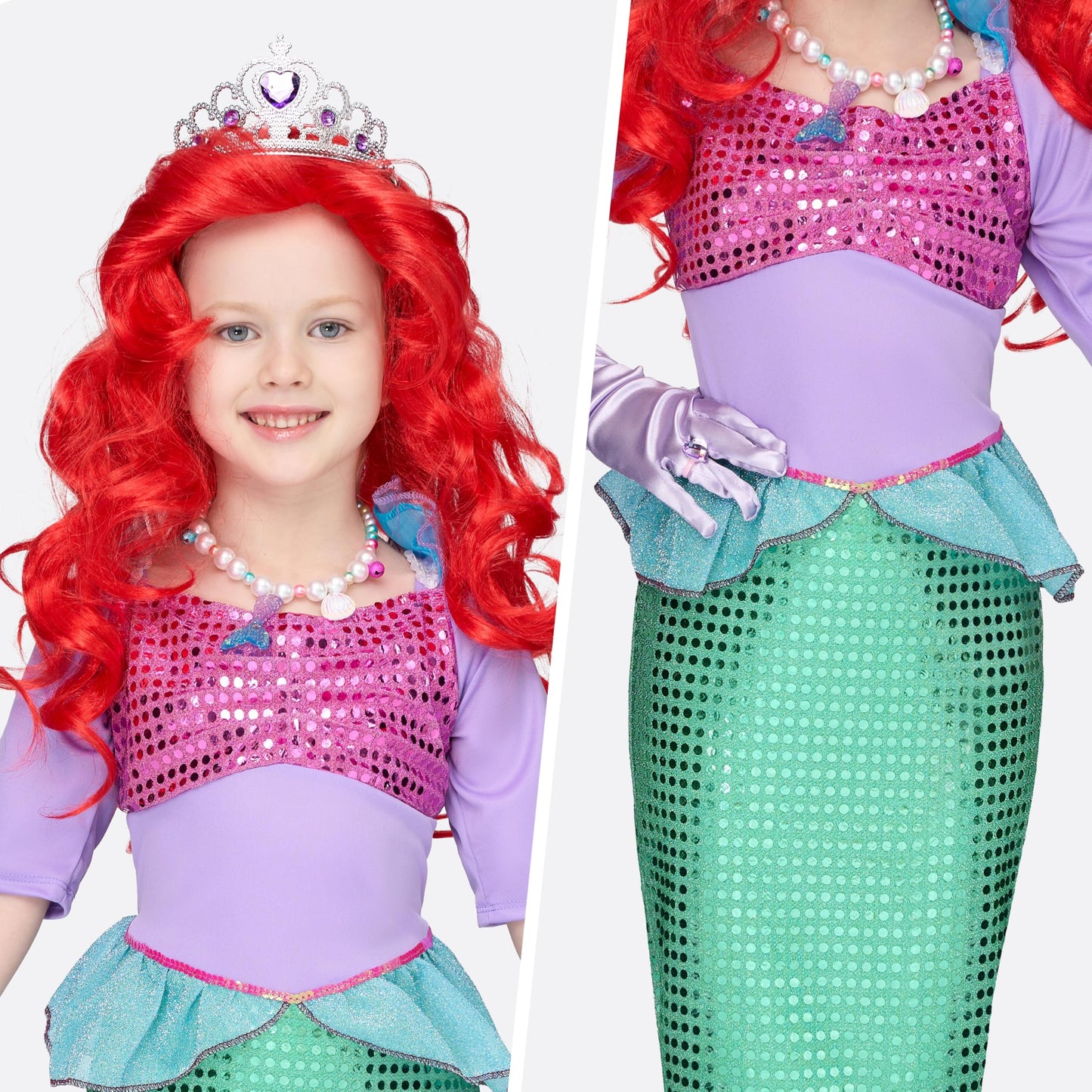 Spooktacular Creations Halloween Little Mermaid Costume For Girls, Sequin Mermaid Dress Set, Light Purple Princess Dress For Tod