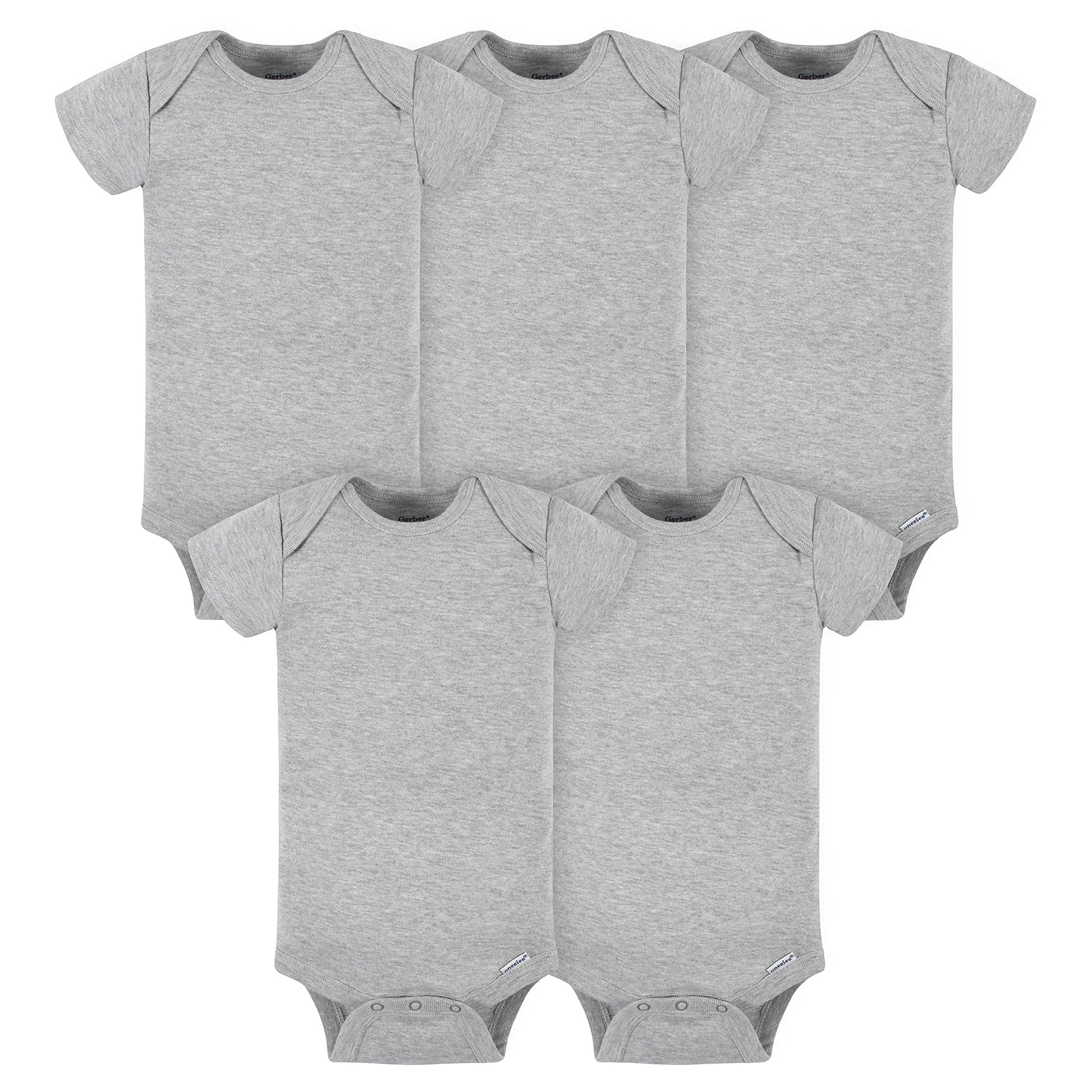 Gerber Baby 5-Pack Solid Onesies Bodysuits, Gray, 18 Months