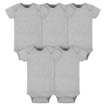 Gerber Baby 5-Pack Solid Onesies Bodysuits, Gray, 18 Months