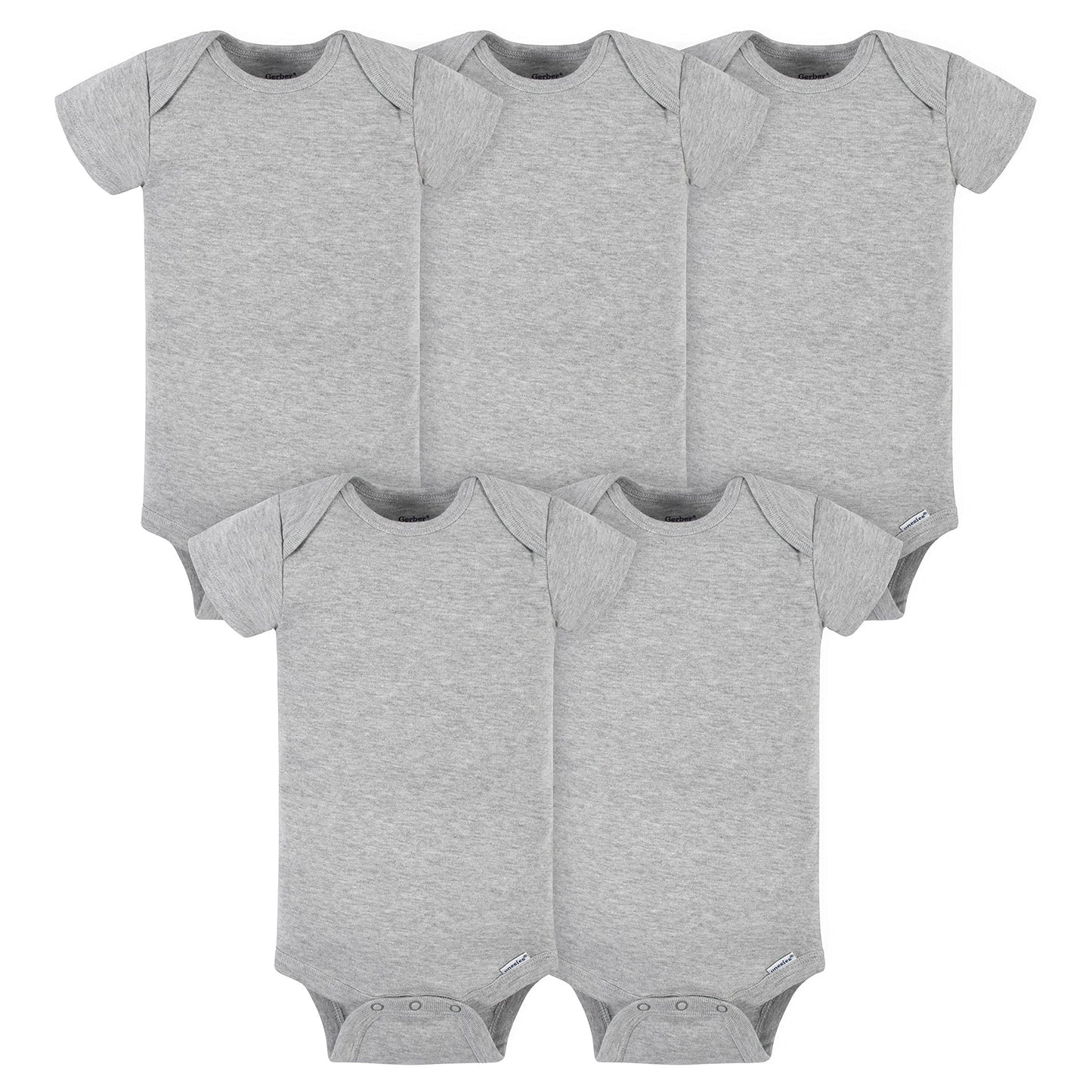 Gerber Baby 5-Pack Solid Onesies Bodysuits, Gray, 24 Months