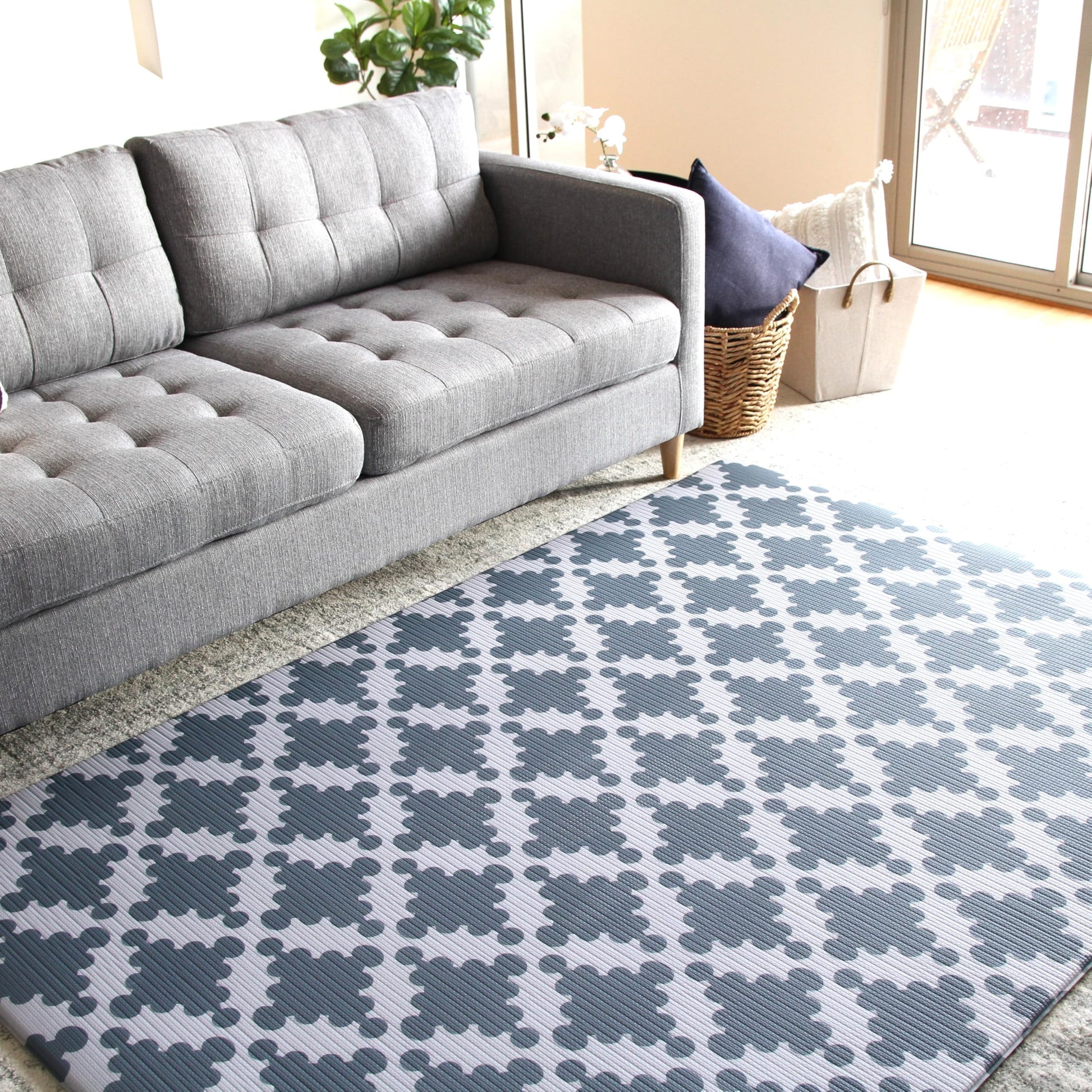 Cushmat Stylish Reversible Foam Play Mat (Large, Luxe Nat - Sage Grey Star) - Soft, Waterproof, Durable Play Mat For Infants, Ba