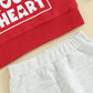 Toddler Baby Boy Valentines Day Outfit Long Sleeve Letter Print Sweatshirt Tops Pants Set 2Pcs Infant Spring Clothes (A-A Red, 2