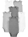 Simple Joys By Carter'S Unisex Babies' Short-Sleeve Bodysuit, Pack Of 6, White/Light Grey Heather/Medium Grey Heather, Preemie