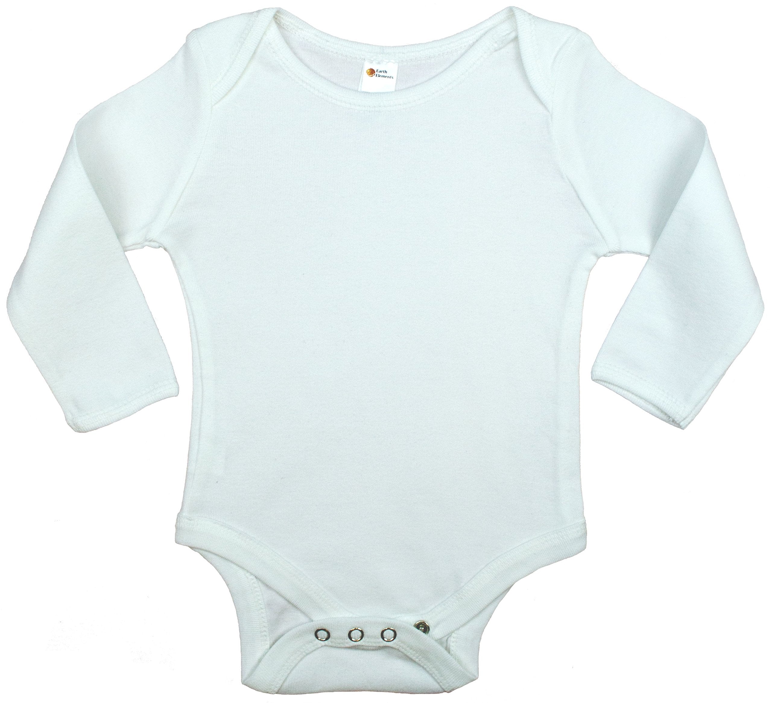 Earth Elements Baby Long Sleeve Bodysuit 0-3 Months White – WBBAPB01H936OGO