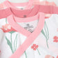Honestbaby 3-Pack Organic Cotton Long Sleeve Side-Snap Kimono Onesies Bodysuits, Strawberry Pink Floral, Newborn