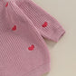 Baby Girl Cute Long Sleeve Crew Neck Love Embroidery Sweater Toddler Valentine Day Outfits (Rose Pink Heart, 0-3 Months)