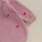 Baby Girl Cute Long Sleeve Crew Neck Love Embroidery Sweater Toddler Valentine Day Outfits (Rose Pink Heart, 12-18 Months)