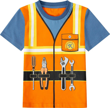 Cosland Toddler Construction Worker Shirt Little Boys Halloween Costume, Orange, 3T