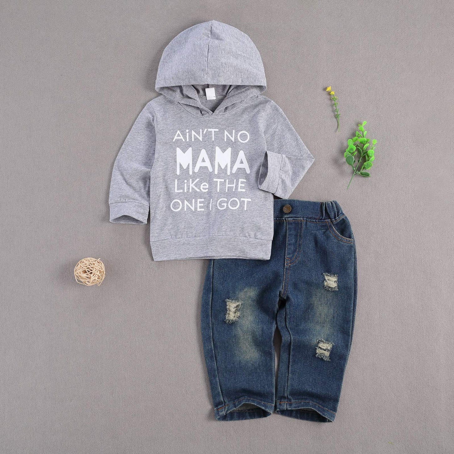 Fhutpw Toddler Baby Boy Outfits Hoodie Sweatshirts & Jeans Clothes Set Fall Winter 6 9 12 18 24 Months (C-Gray, 6-12 Months)