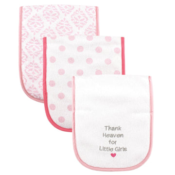 Luvable Friends Unisex Baby Cotton Burp Cloths With Fiber Filling, Girl Thank Heaven, One Size