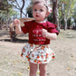 Mioglrie Newborn Baby Girl Clothes Romper Shorts Set Ruffle Infant Knitted Girls ' Clothing Daddys Little Maroon 0-3 Months