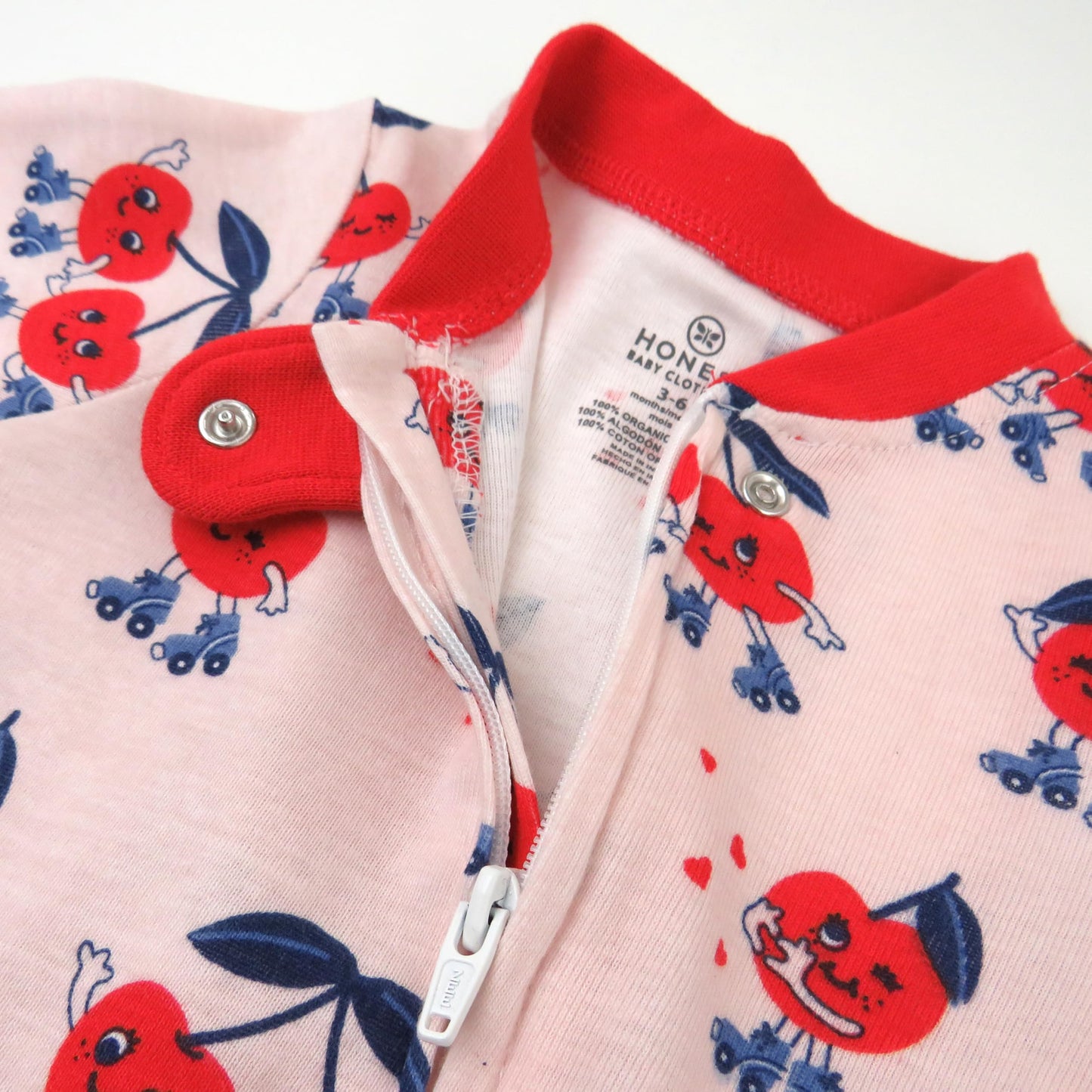 Honestbaby Baby Celebration Sleep & Play Footed One-Piece Pajama Sleeper 100% Organic Cotton, Cherry Crush
