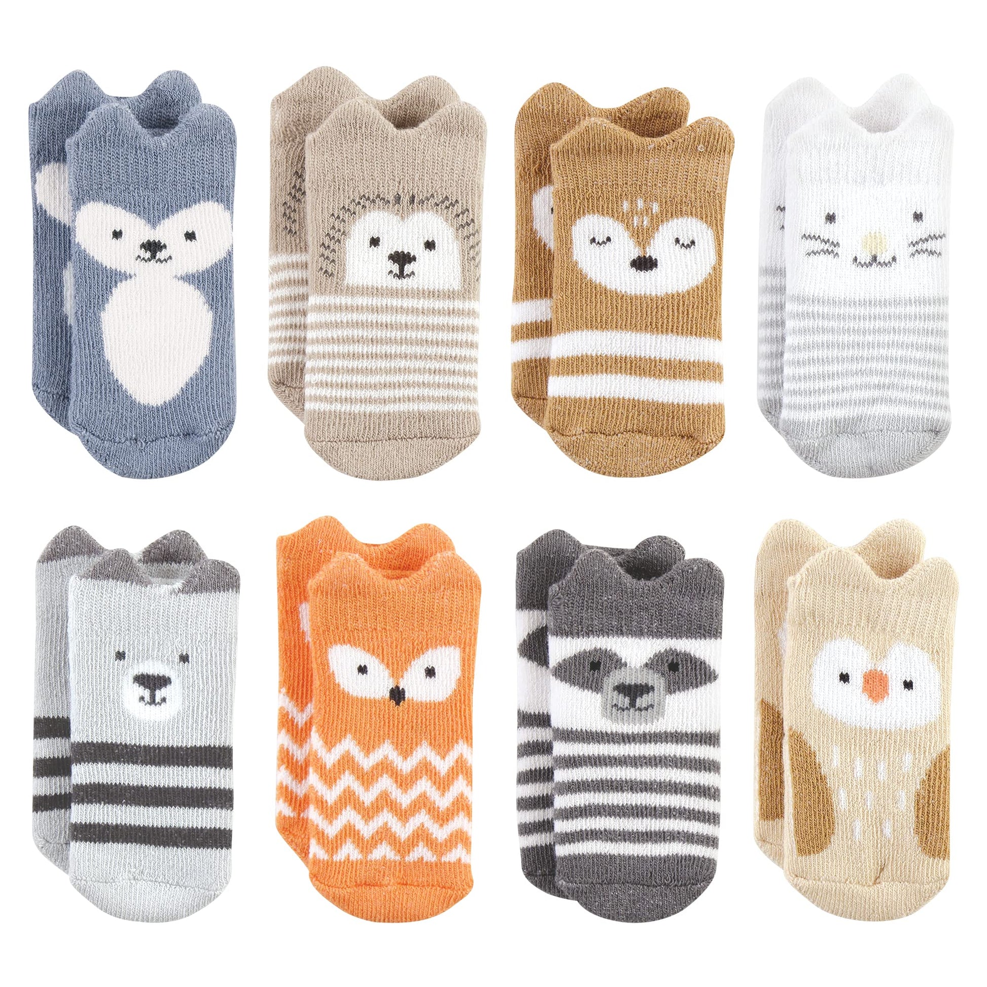 Hudson Baby Unisex Baby Cotton Rich Newborn And Terry Socks, Multicolor Boy Woodland, 0-6 Months
