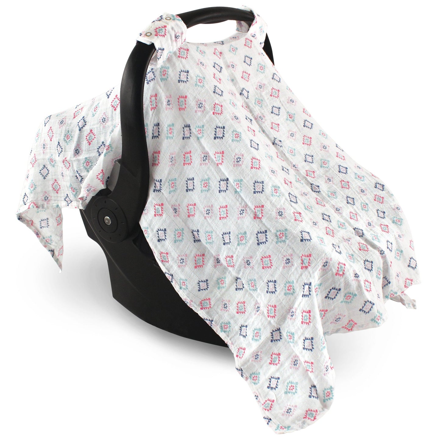 Hudson Baby Unisex Baby Muslin Cotton Car Seat And Stroller Canopy, Pink Aztec, One Size
